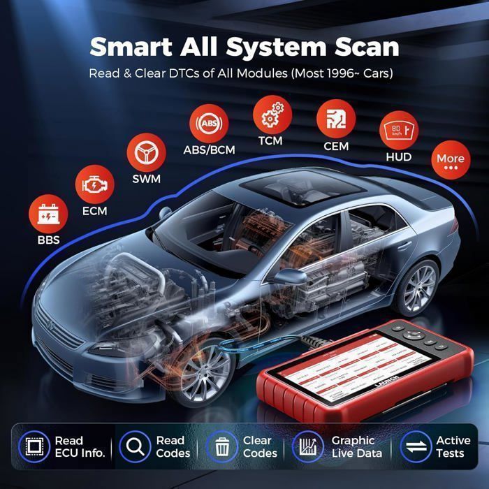 Escáner de diagnóstico OBD II LAUNCH CRP919X Lite X431 para automóviles con más de 28 funciones de reinicio (en francés).