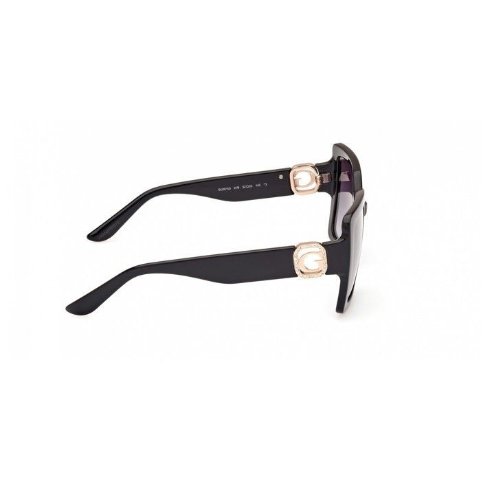 Gafas de sol cuadradas para mujer Guess 00103 – Color 01B Negro brillante con lentes degradadas ahumadas