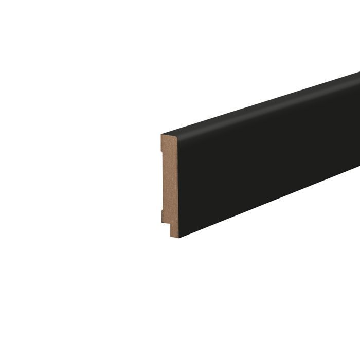 PROVISTON MDF Skirting Board 16 x 100 x 2500 mm Black Laminated Rounded
