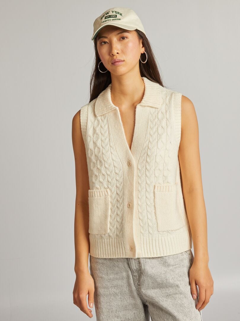 Gebreid vest - WIT
