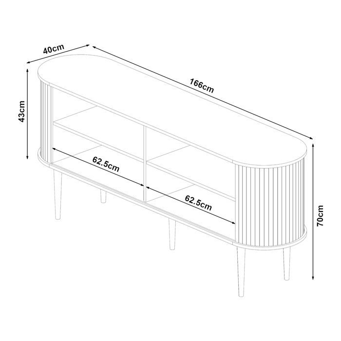 Buffet Mapia 166 x 40 x 70 cm effet noyer
