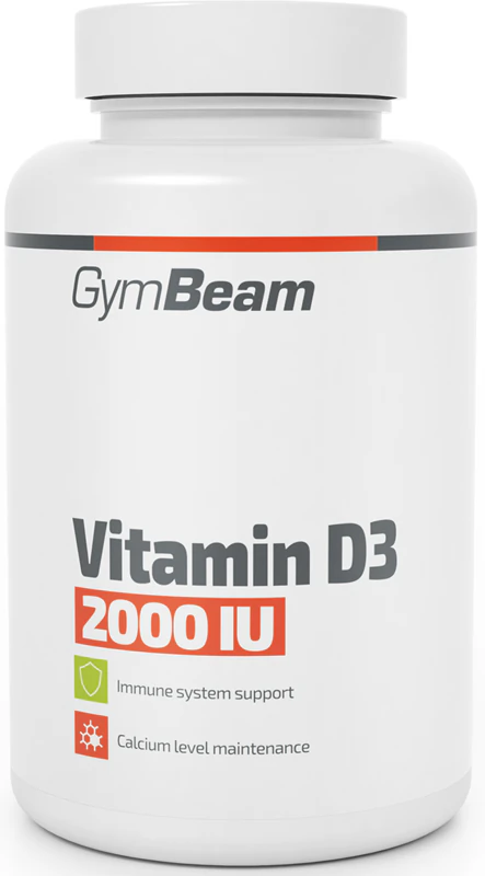 Výživový doplnok GymBeam Vitamín D3 2000 IU podporuje správny stav kostí a zubov