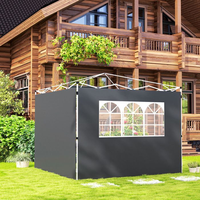 Painéis laterais para gazebo - Outsunny - conjunto de 2 - para gazebo de 3 x 3 m - tecido Oxford 210D - cinza escuro