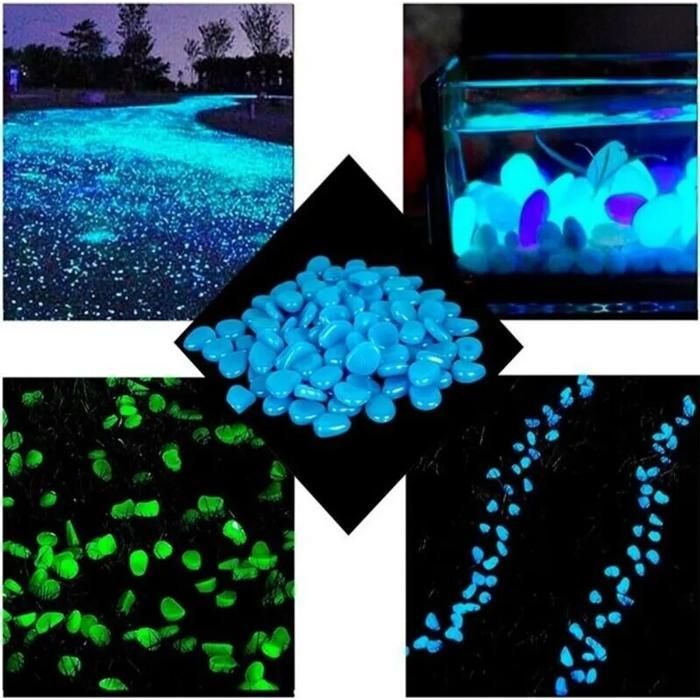 100 piedras luminosas, guijarros luminosos, guijarros decorativos luminosos, piedras de jardín, piedras decorativas azules YYV