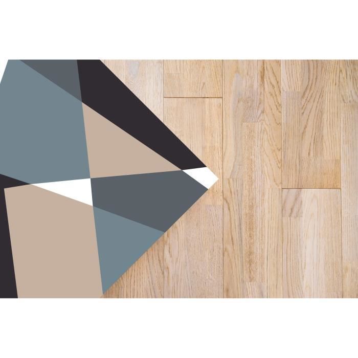 Tapis Vinyle Panorama Géométrie Abstraite Bleue 300x200 cm - Tapis pour Cuisine, Bureau et Salon en PVC
