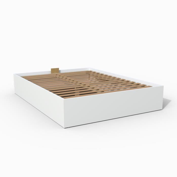 Cama con almacenamiento BILBAO de 180x200 cm + somier de láminas / blanca