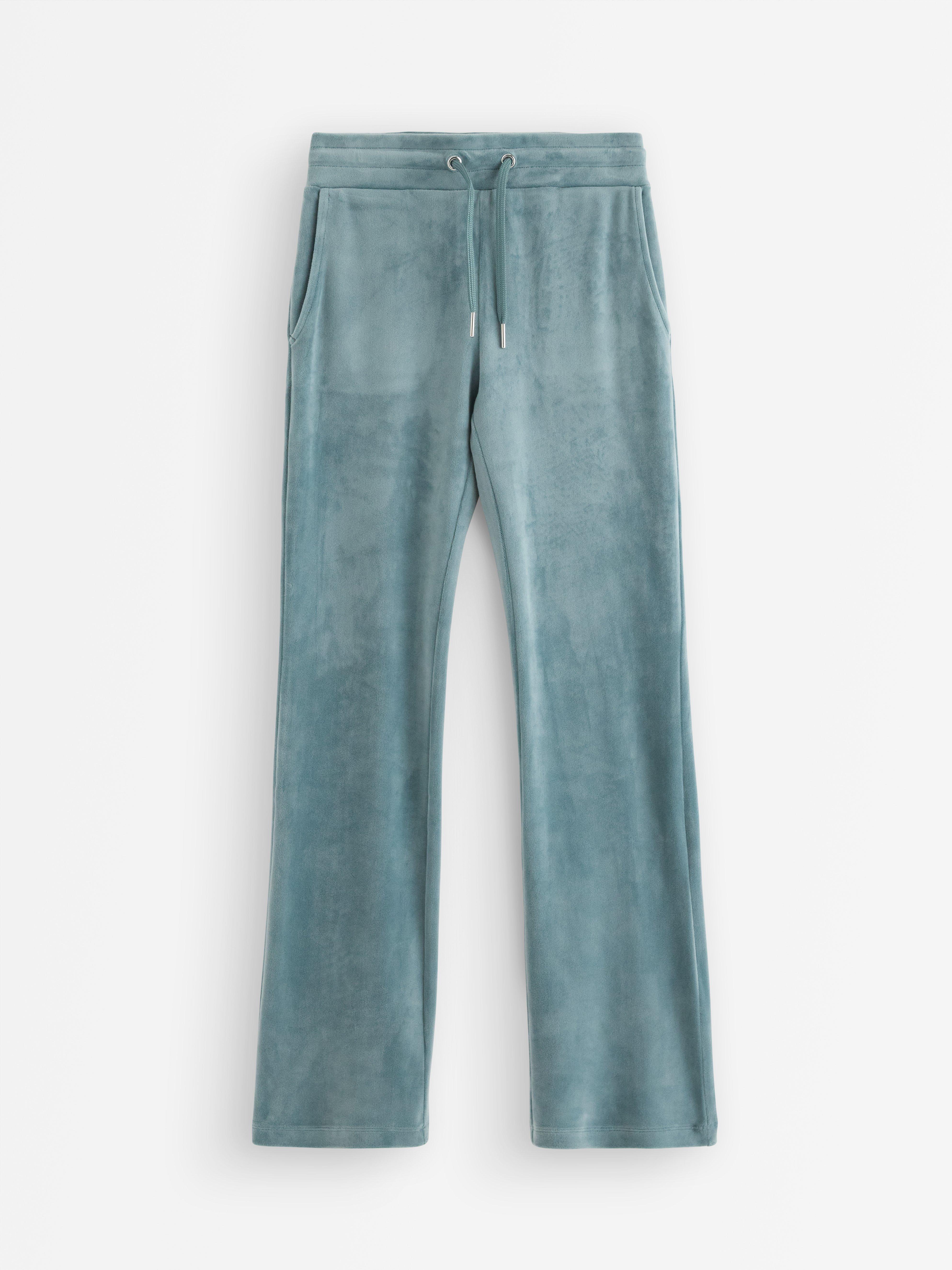 Dusty Aqua velour slengbukser