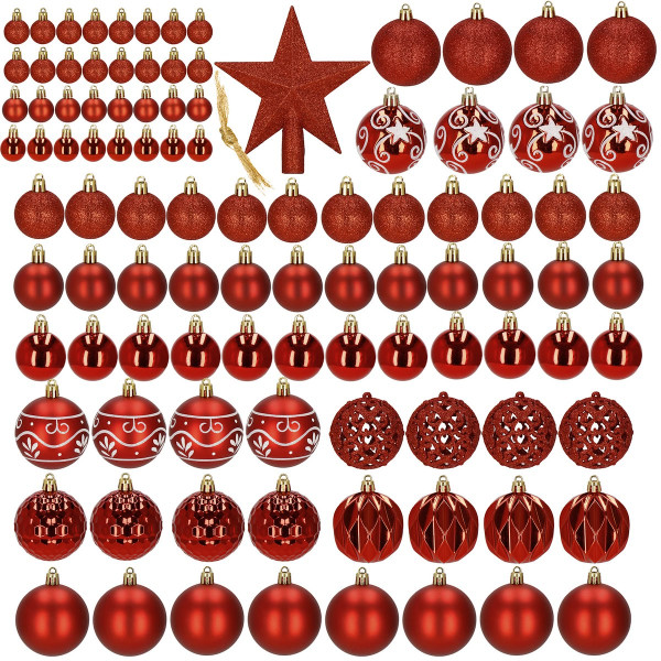 Bombki choinkowe 101 szt. zawieszki świąteczne czerwone
