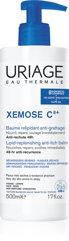Uriage Xemose C8+ Lipid-Replenishing Anti-Itch Balm is een verzachtende balsem voor de droge en atopische huid.