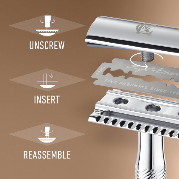 Sistem za britje King C. Gillette Double Edge Safety Razor<br>Vključuje 5 rezil