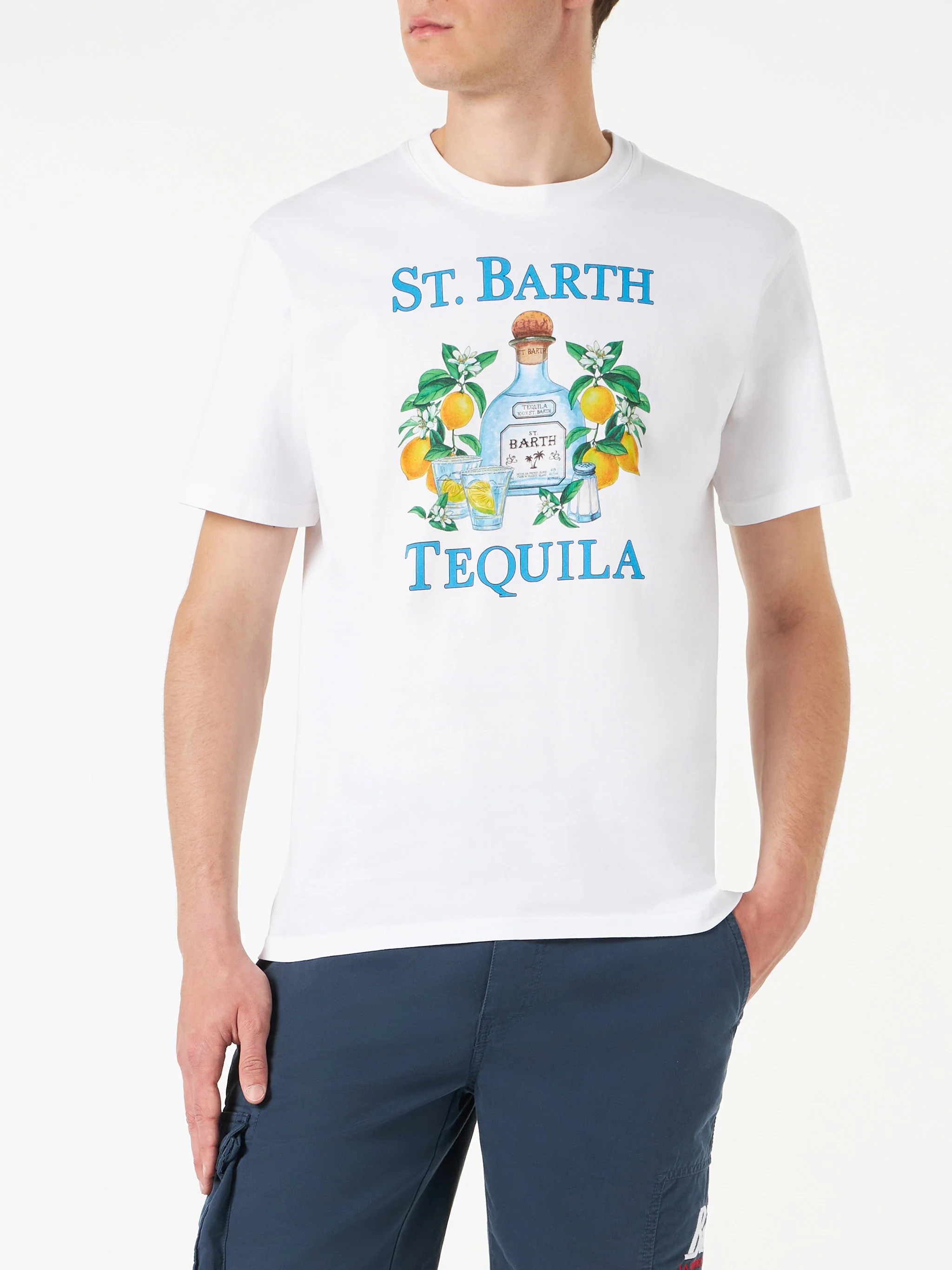 Heren katoenen T-shirt met St. Barth Tequila-print