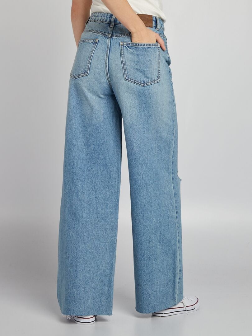 Calça jeans de perna larga - AZUL
