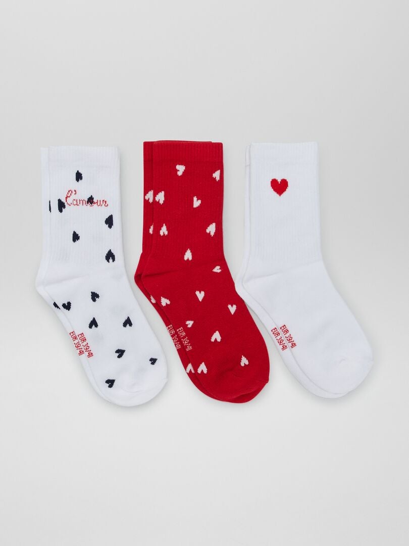 Set van 3 paar 'Valentijnsdag'-sokken - ROOD
