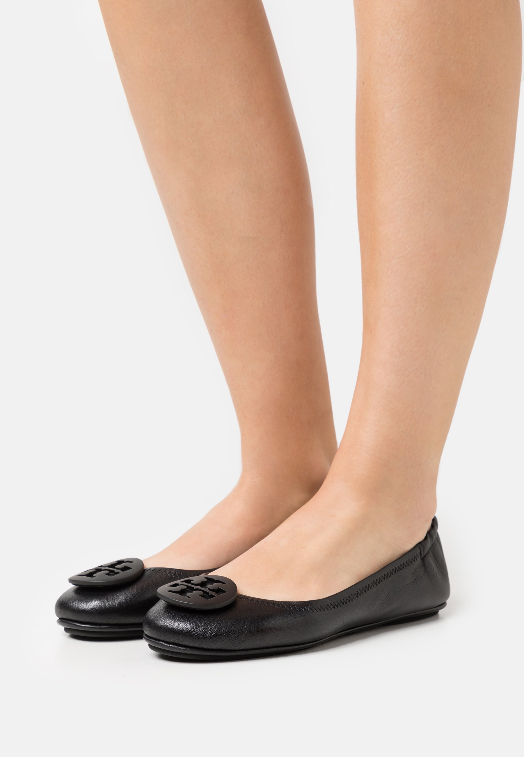 Tory Burch MINNIE POWDER COATED LOGO - Ballerina's - perfect zwart