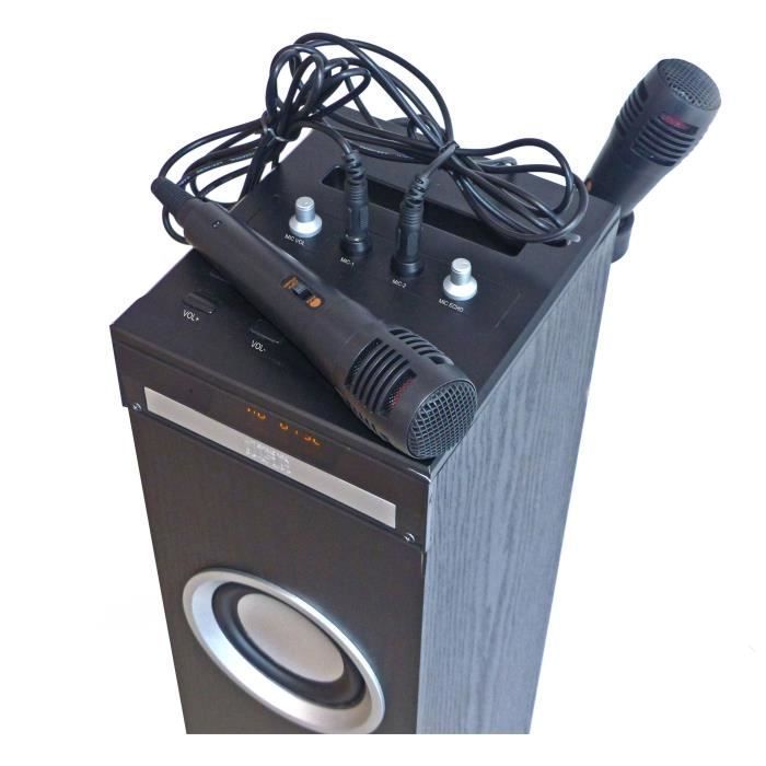 Inovalley HP49CD - Altoparlante a torre Bluetooth - Lettore CD e funzione karaoke - 100W - Radio FM - Porta USB - Ingresso Aux-in - Nero