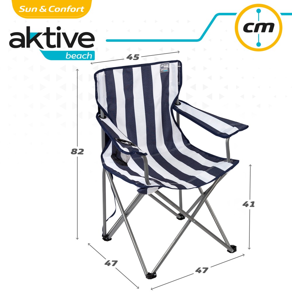 Chaise de camping pliante Aktive avec porte-gobelet