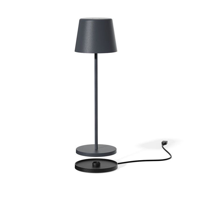 Lampe de table sans fil - LUMISKY - KELLY ROCK - Aluminium gris - LED blanc dimmable - Rechargeable - H38 cm