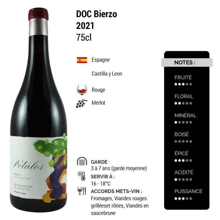 Bierzo Petalos Mencia - Rouge 2021 - Descendientes de Jose Palacios - Vin Rouge d'Espagne (6x75cl)