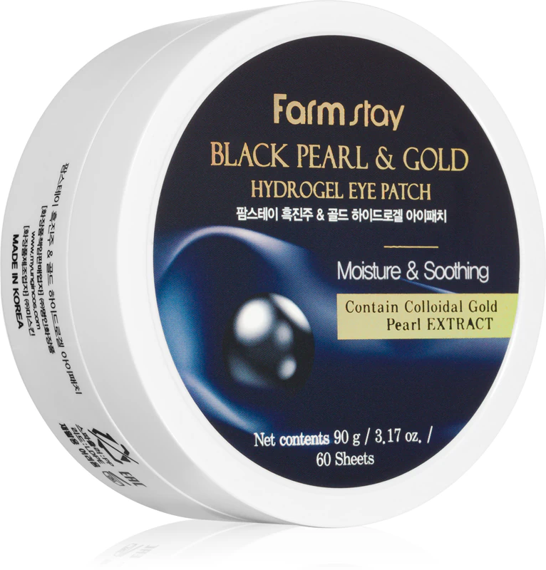 Máscara de olhos de hidrogel Farmstay Black Pearl & Gold