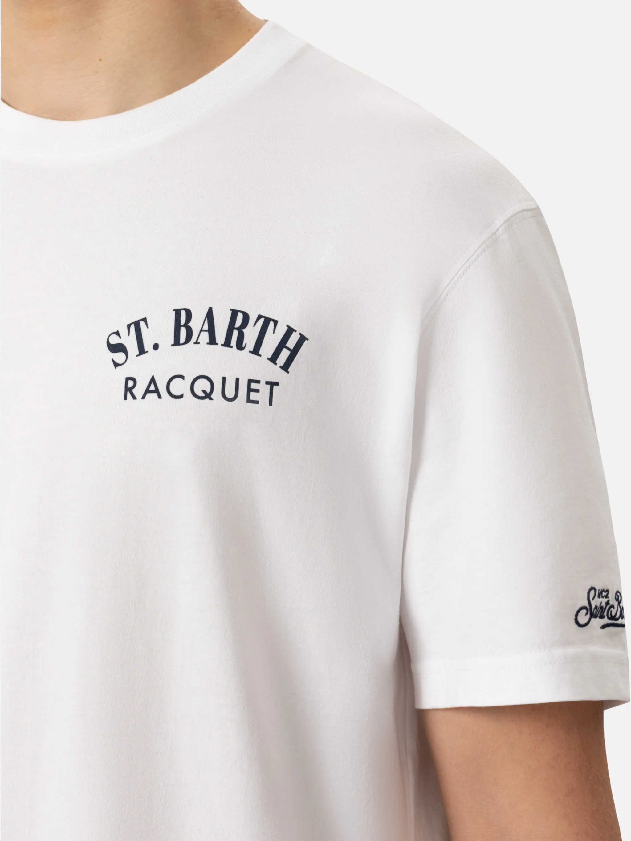 T-shirt voor heren van biologisch katoen met print van een Saint Barth tennisracket.