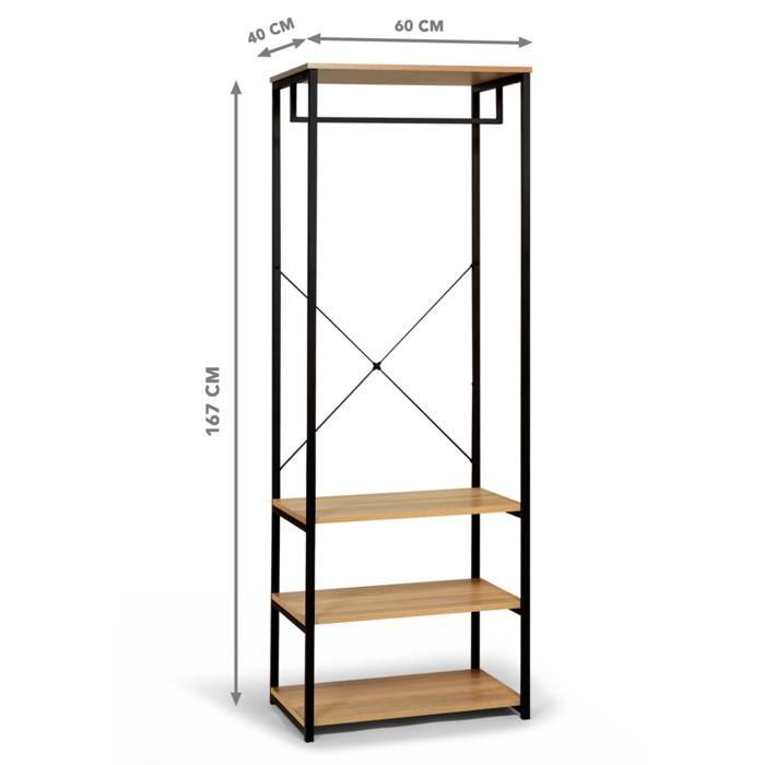 Guarda-roupa IDMARKET com 60 cm de largura, design industrial DETROIT.