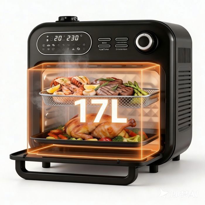 Urbiola 17L XXL Dual Zone Air Fryer with Visible Window - Integrated Steam, 18 Programs, 1400W