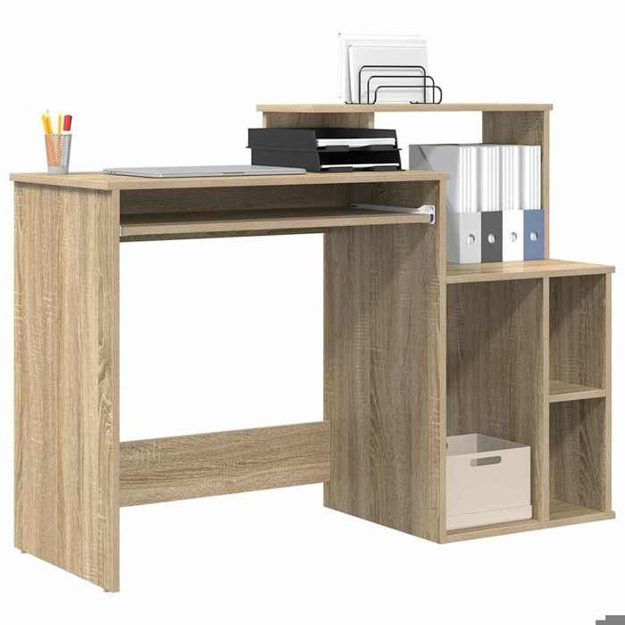 “Saldi invernali” TOP Scrivania moderna e compatta, marrone - Scrivania con contenitore, rovere Sonoma, 120,5x44x88,5 cm PRO80030