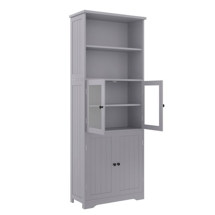 Hoge badkamerkast - 57,4 x 28,5 x 160 cm - Vochtbestendig, Grijs