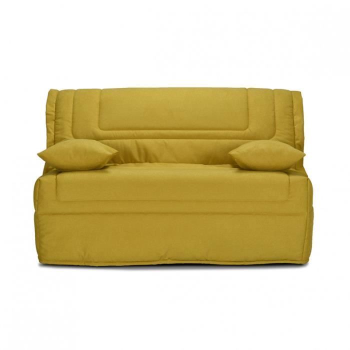 BZ Schlafsofa 140x190 cm in gelbem Stoff mit 12 cm dicker Matratze – BUZZY Meubletmoi
