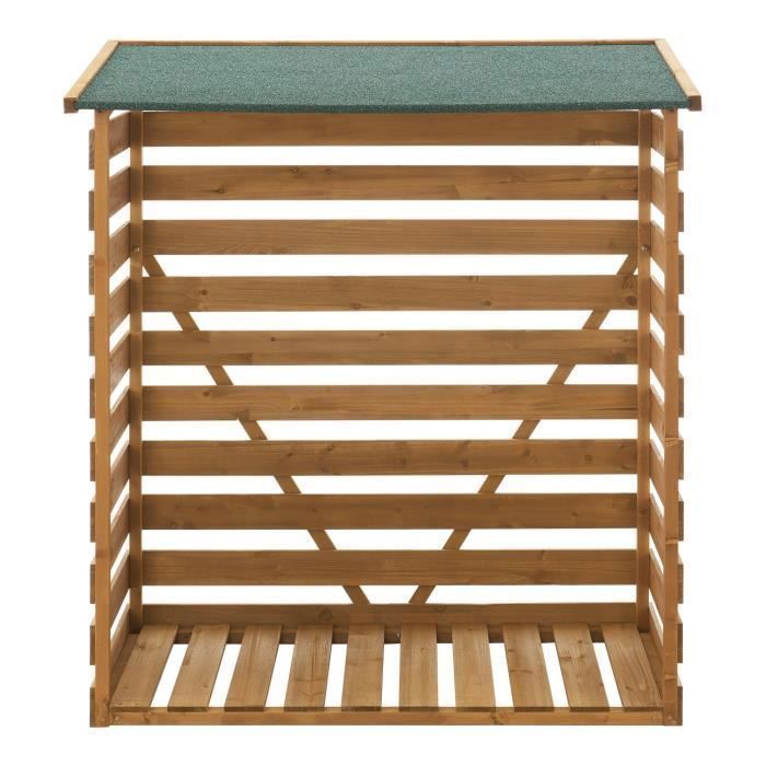 Leñera cubierta de madera de abeto 123 x 116 x 64 cm [en.casa]