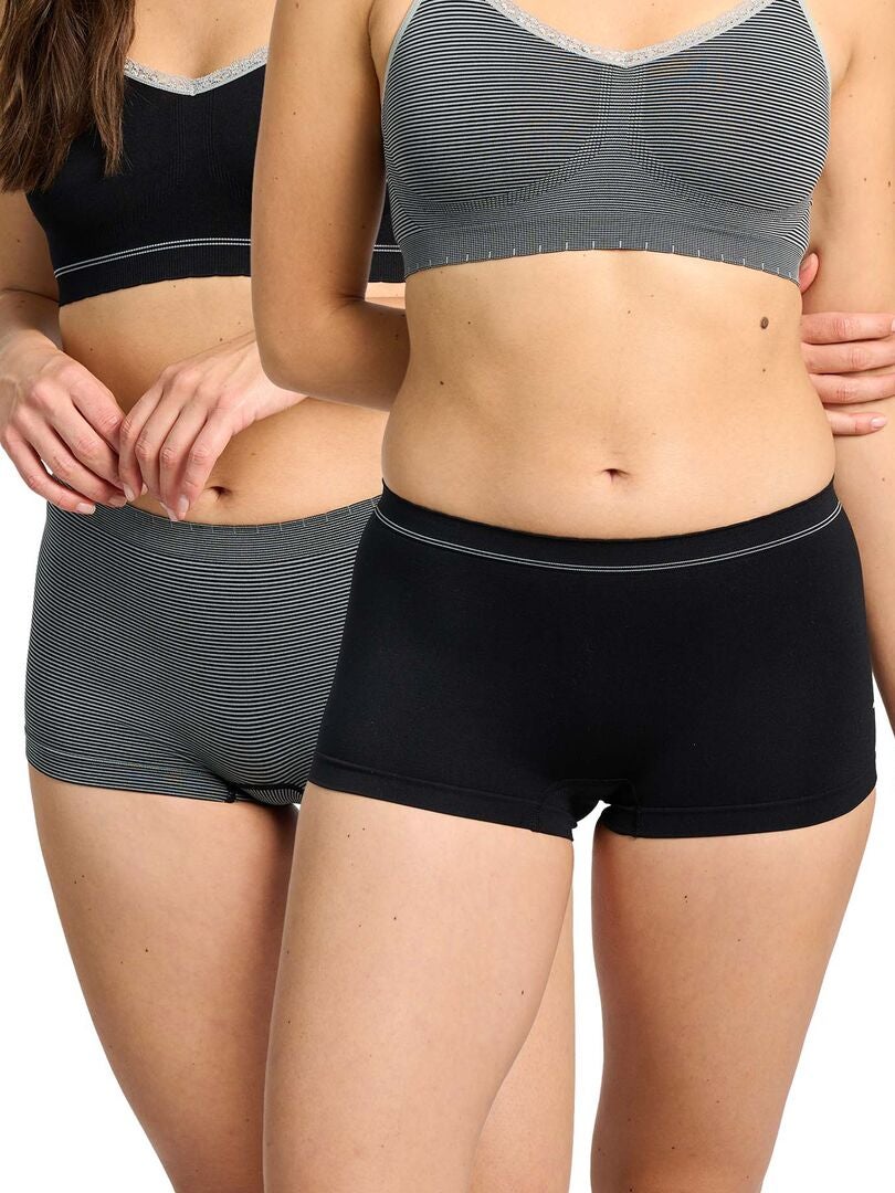 Set van 2 naadloze culottes 'Billet Doux' - zwart