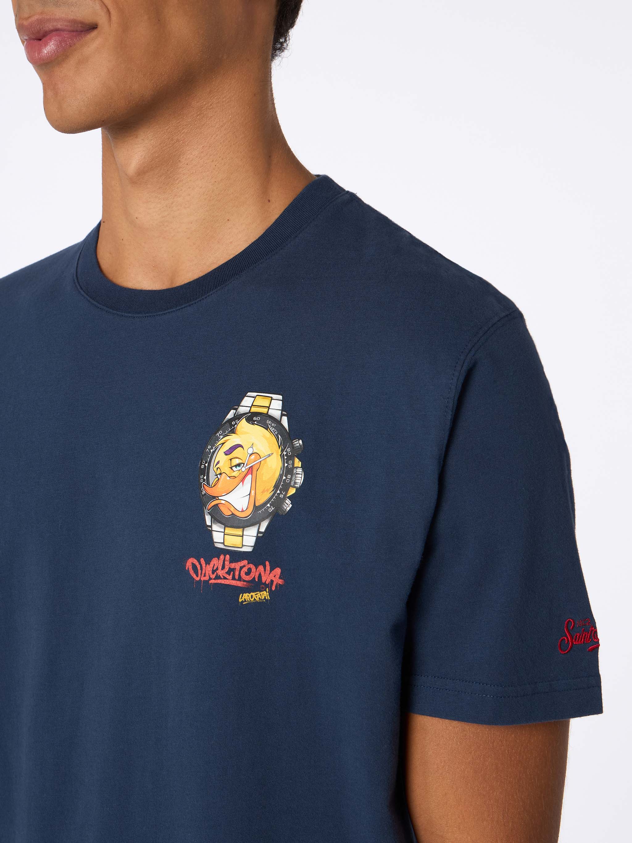 Arnott's T-shirt van zwaar katoen voor heren met Crypto St Watch-print