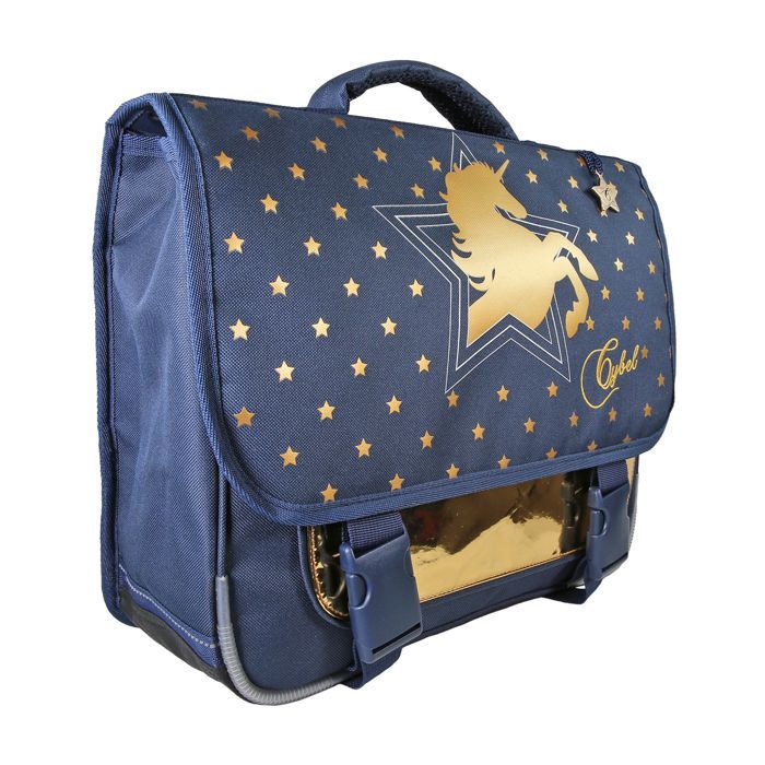 Mochila escolar Bagtrotter - Cybel - 38cm - Azul-marinho - 2 compartimentos - 1 bolso sob a aba - 1 bolso para garrafa - Alças de ombro...