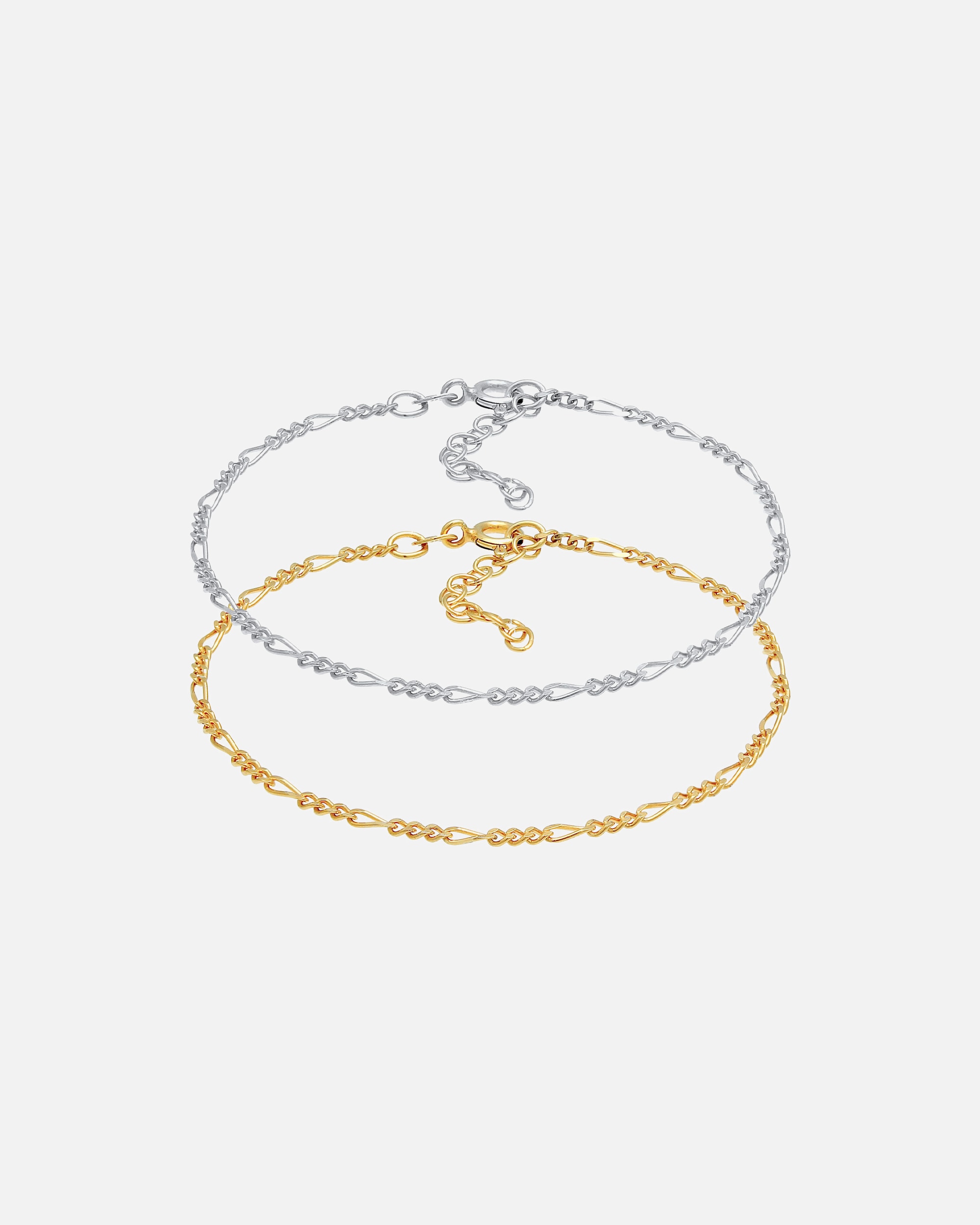 Elli Femmes Figaro Set Basic Bicolor Tendance Réglable en argent sterling 925 plaqué or