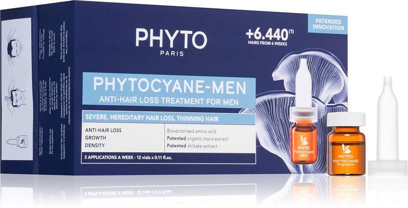 Phyto Phytocyane proti vypadávaniu vlasov pre mužov podporuje rast vlasov a zabraňuje ich vypadávaniu.