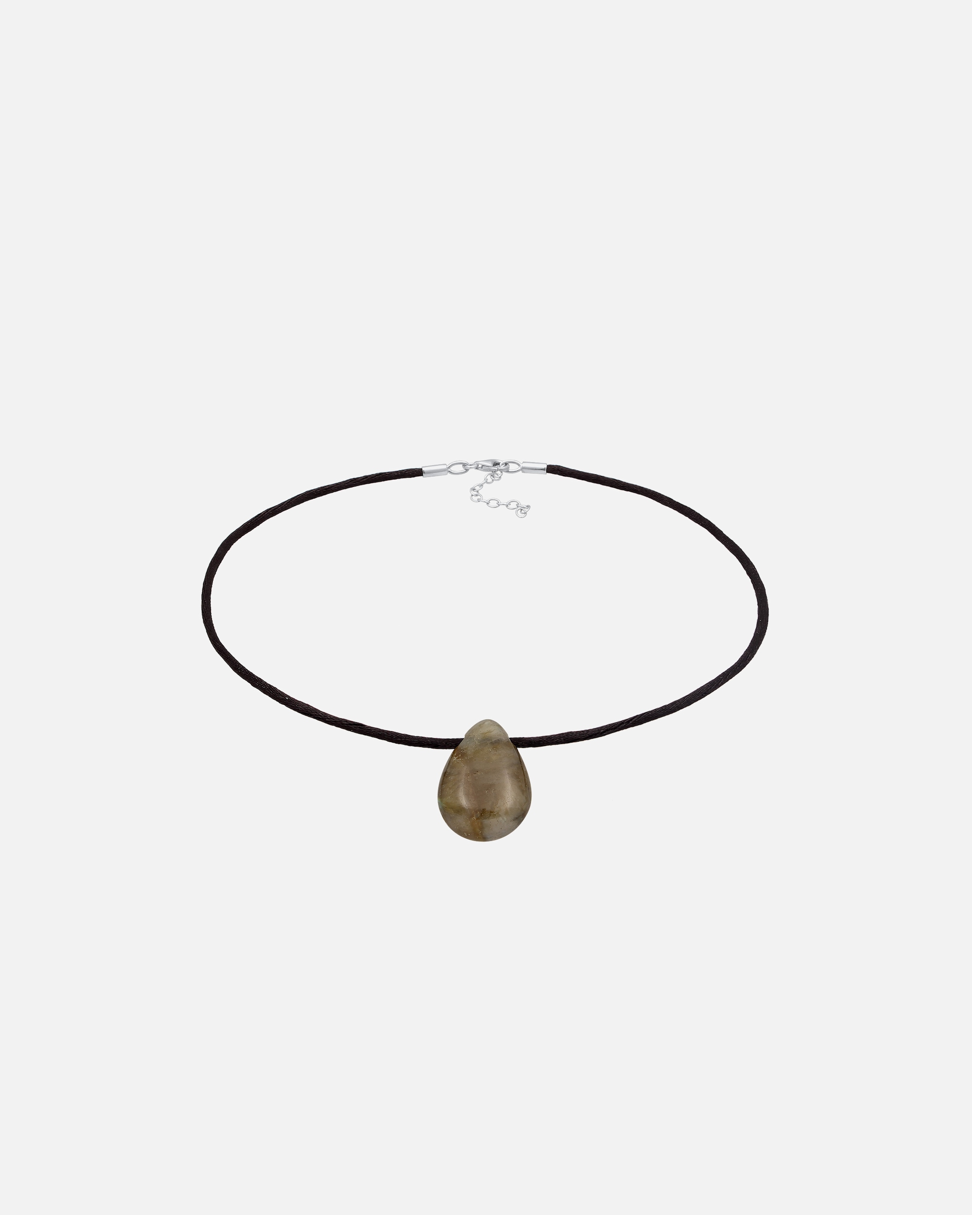 Elli PREMIUM Femmes Choker goutte pendentif en satin avec labradorite en argent sterling 925