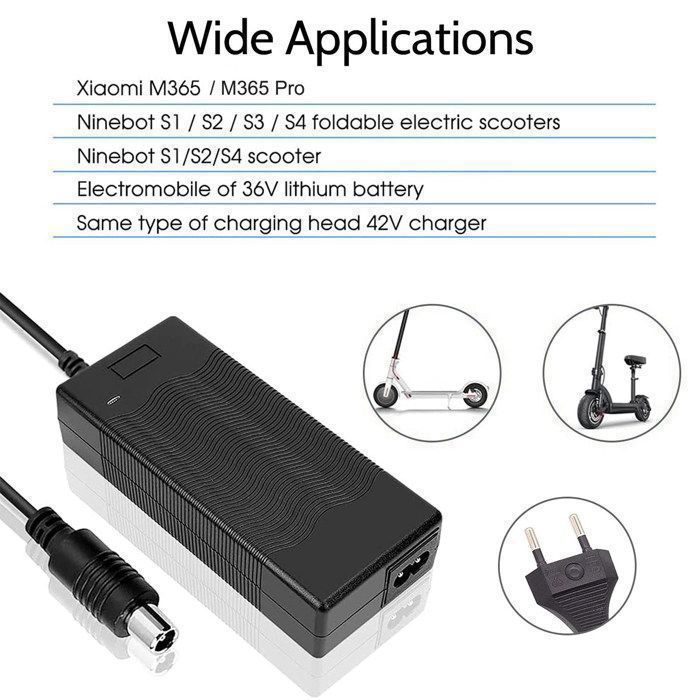 Xiaomi M365/Essential/1S/Pro/Pro2 Electric Scooter Charger, 42V 2A Fast Charger, Adapter for Xiaomi, Ninebot, and Segway