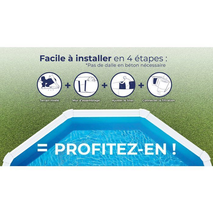 GRE - Kit de piscina redonda de aço branca para instalação acima do solo, Ø300 x 122 cm (Fornecido com filtro de areia e escada)