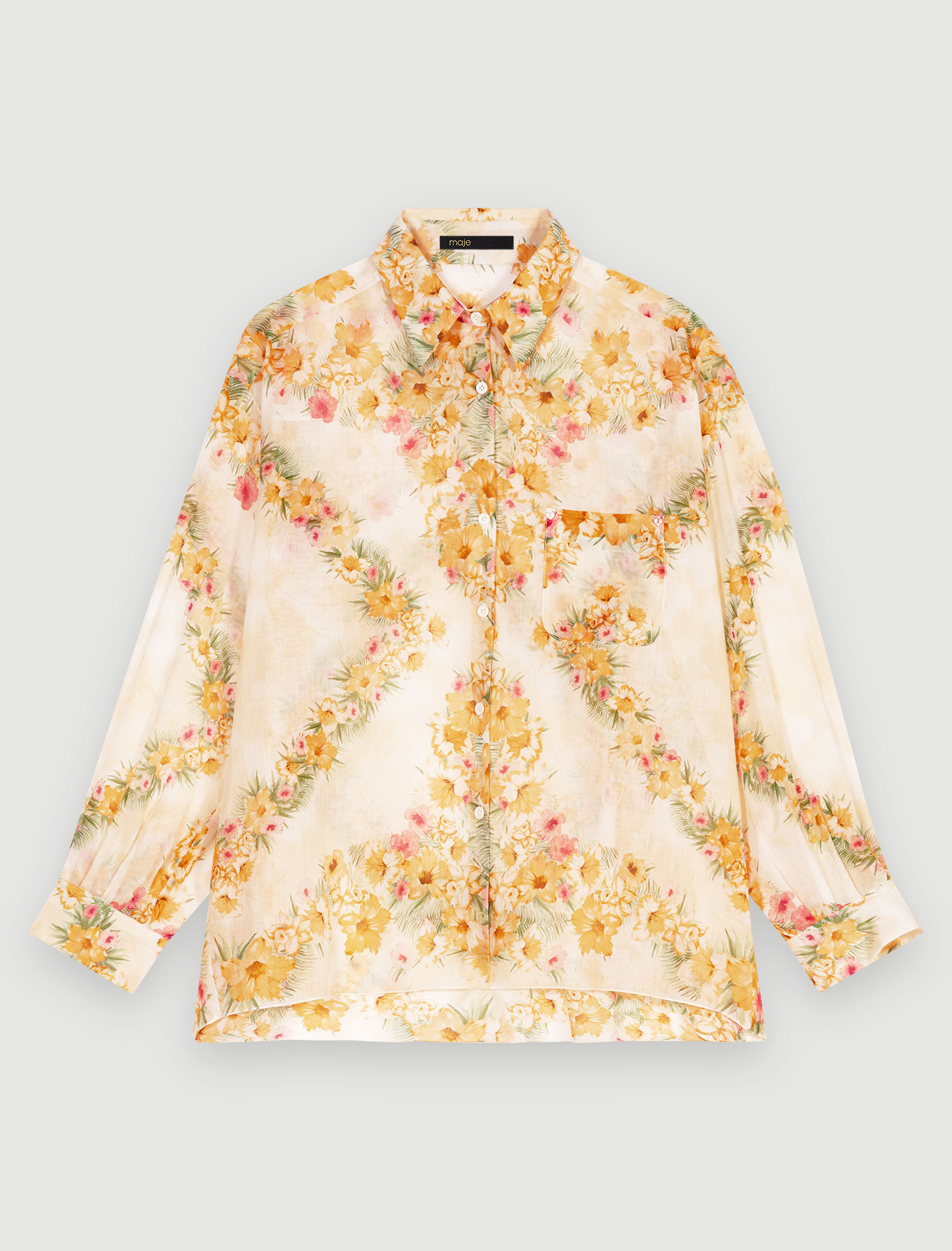 Katoenen shirt - Hibiscusgeel/groen
