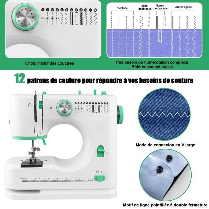 Máquina de coser electrónica - 12 puntadas ajustables - multifuncional y portátil