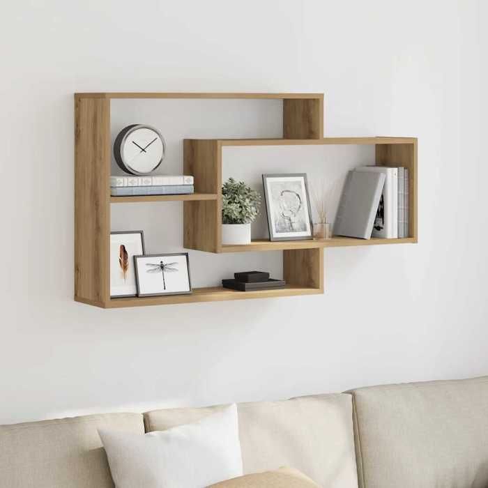 vidaXL Handgemaakte eikenhouten wandplank 104x20x58,5 cm, bewerkt hout, zwevende plank, wanddisplayplank, 855823