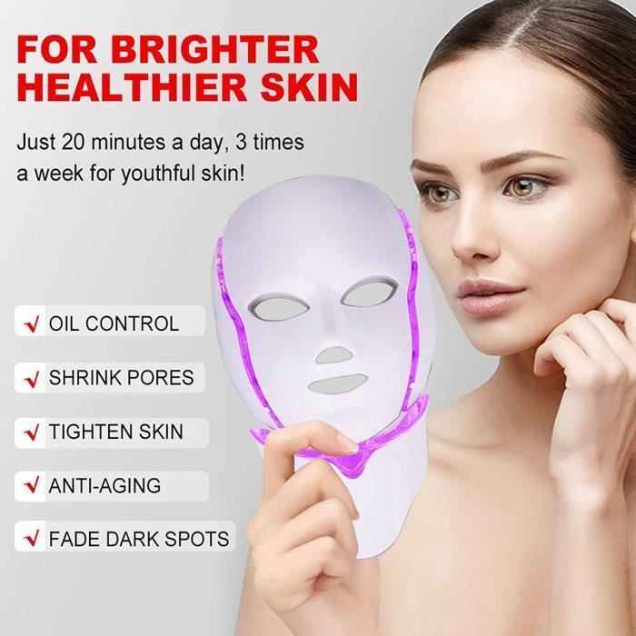 LED-Therapie-Gesichtsmaske mit 7 Farben, Photonenlicht-Gerät, Gesichtsmaske zur Akne- und Faltenreduzierung, Gesichtsverjüngung, 295
