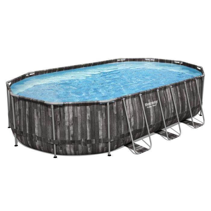 Kit de piscina tubular elevada BESTWAY - Power Steel™ - 610 x 366 x 122 cm - Ovalada (con filtro, escalera y cubierta)
