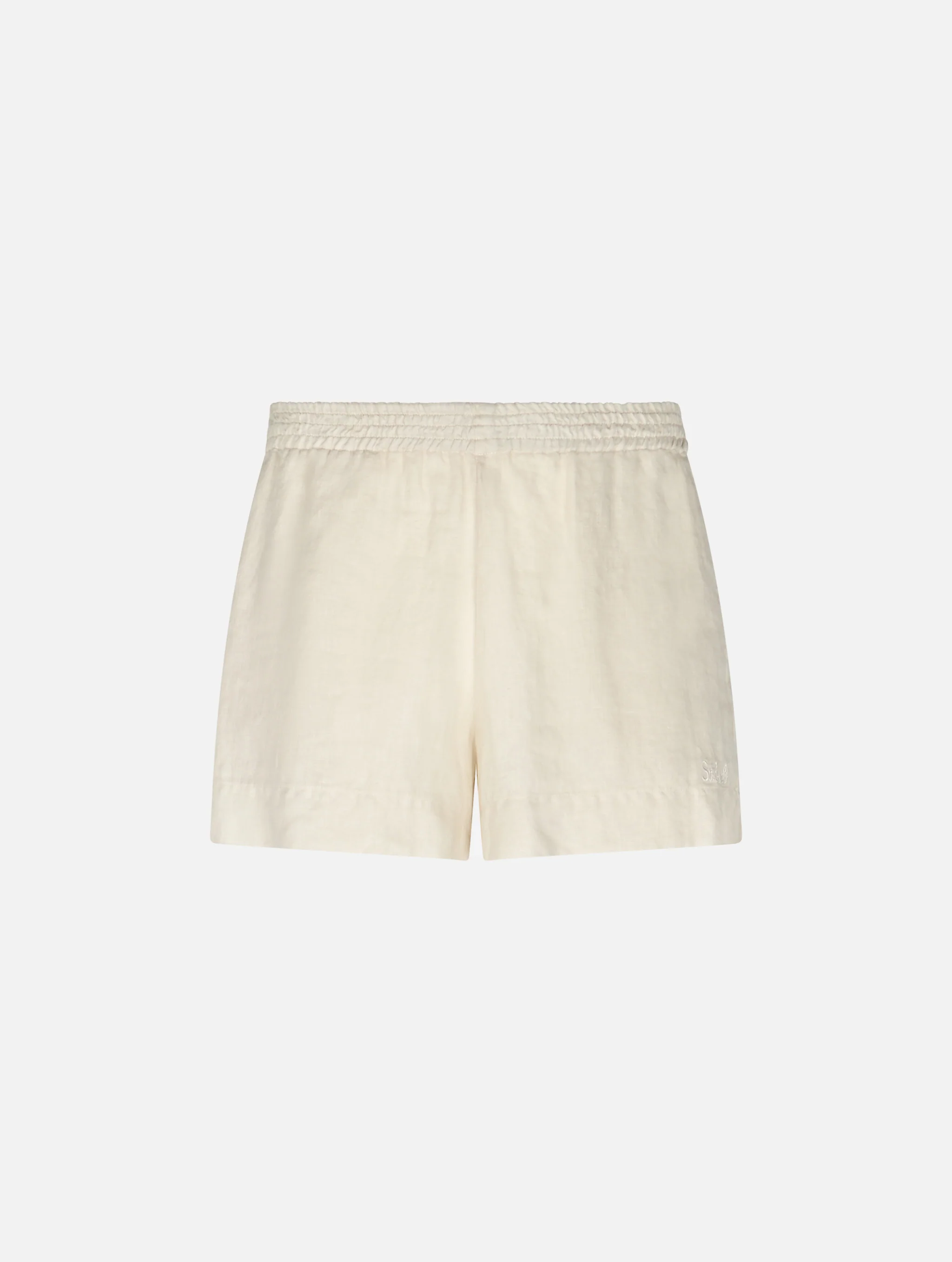 Dames pull-up shorts in vuilwit linnen Meave