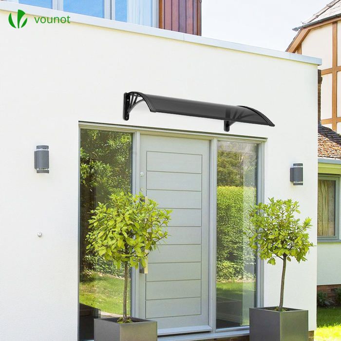 Marquesina para puerta de entrada VOUNOT® 100x80cm - Policarbonato - Resistente a los rayos UV - Antracita