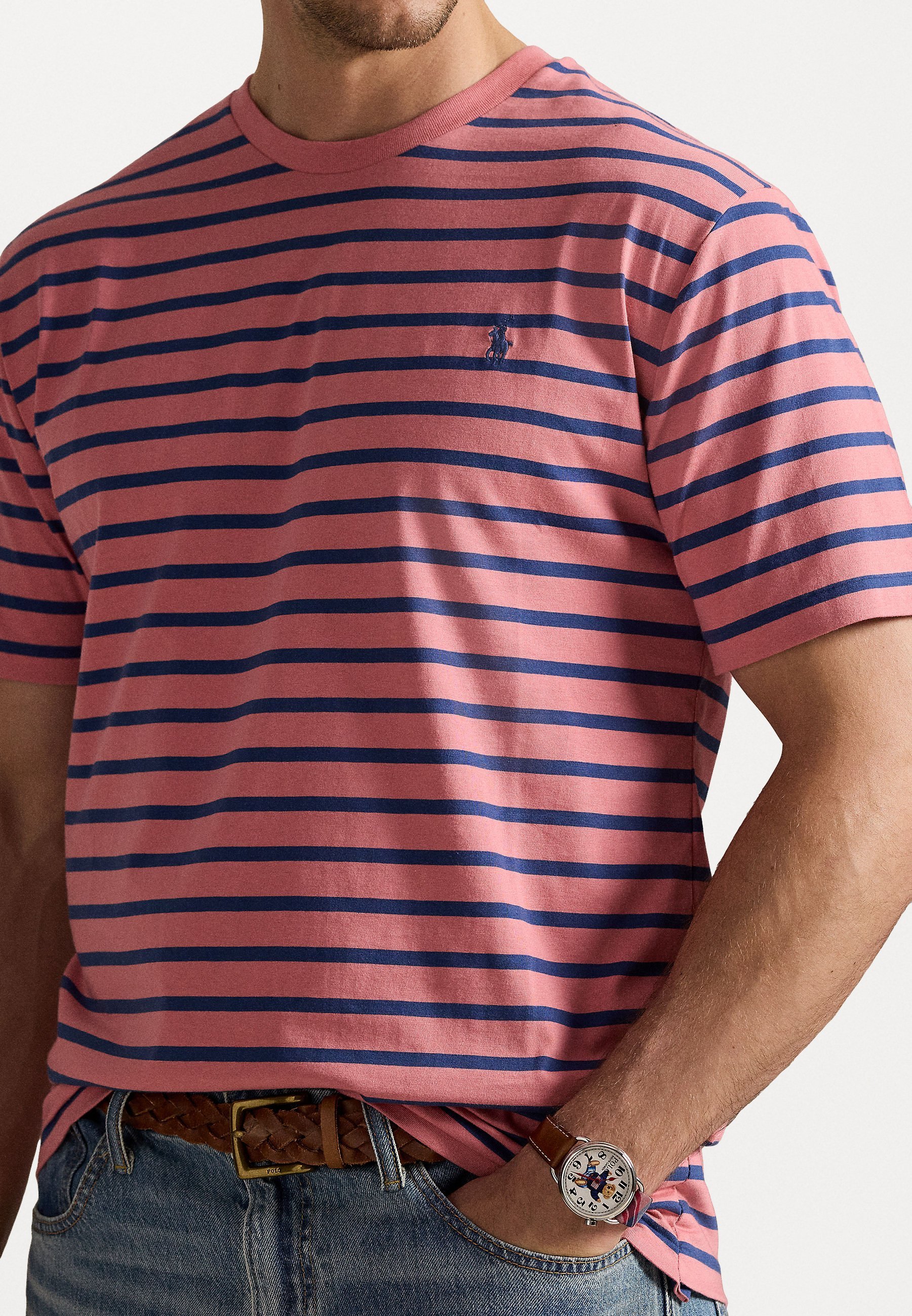 POLO RALPH LAUREN BIG & TALL STRIPED JERSEY CREWNECK T-SHIRT - Triko s potiskem - black/white