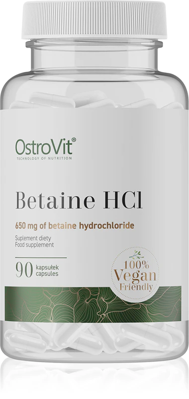 Suplemento alimentar OstroVit Betaína HCl para auxiliar a digestão