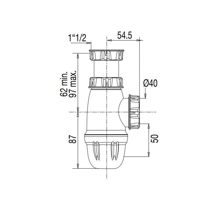 Sifone regolabile per lavello con uscita D40, in plastica bianca - Valentin - 75030000100