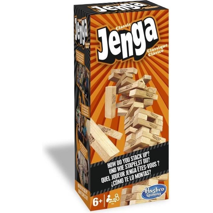 Jenga - Classic board game - Solid wood blocks - For children aged 6 and up