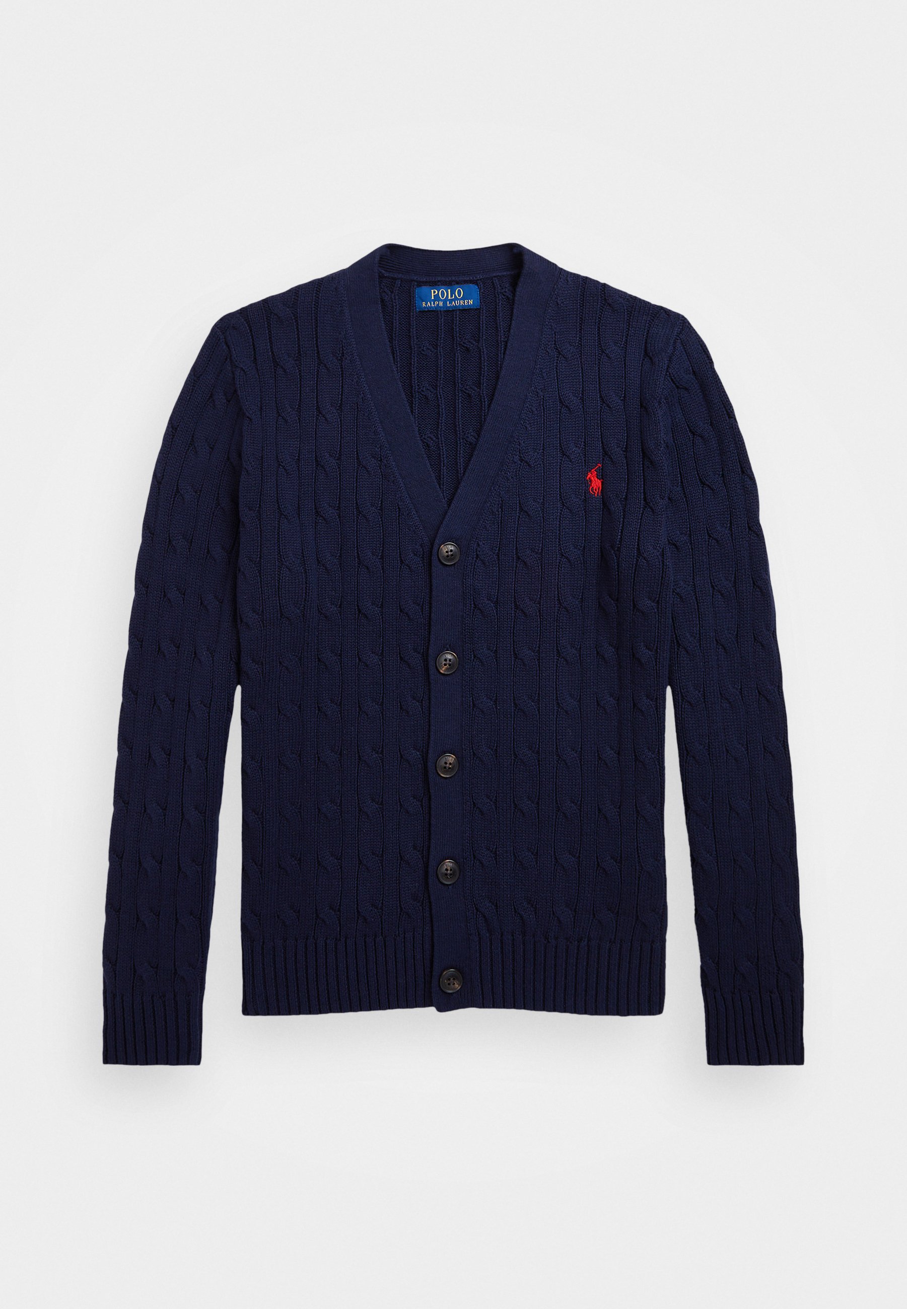 Gilet Polo Ralph Lauren en coton à maille torsadée et col en V - Bleu marine